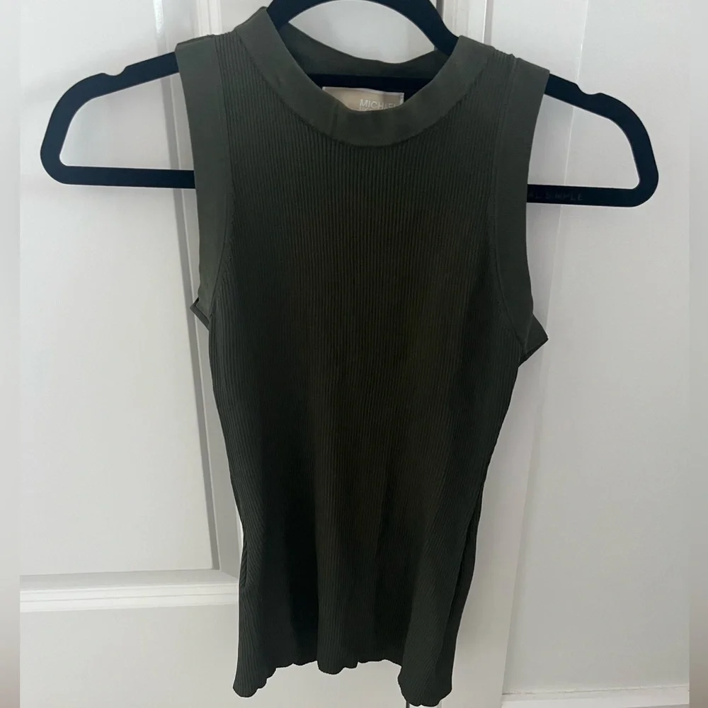 Michael Kors Dark Green Ribbed Tank